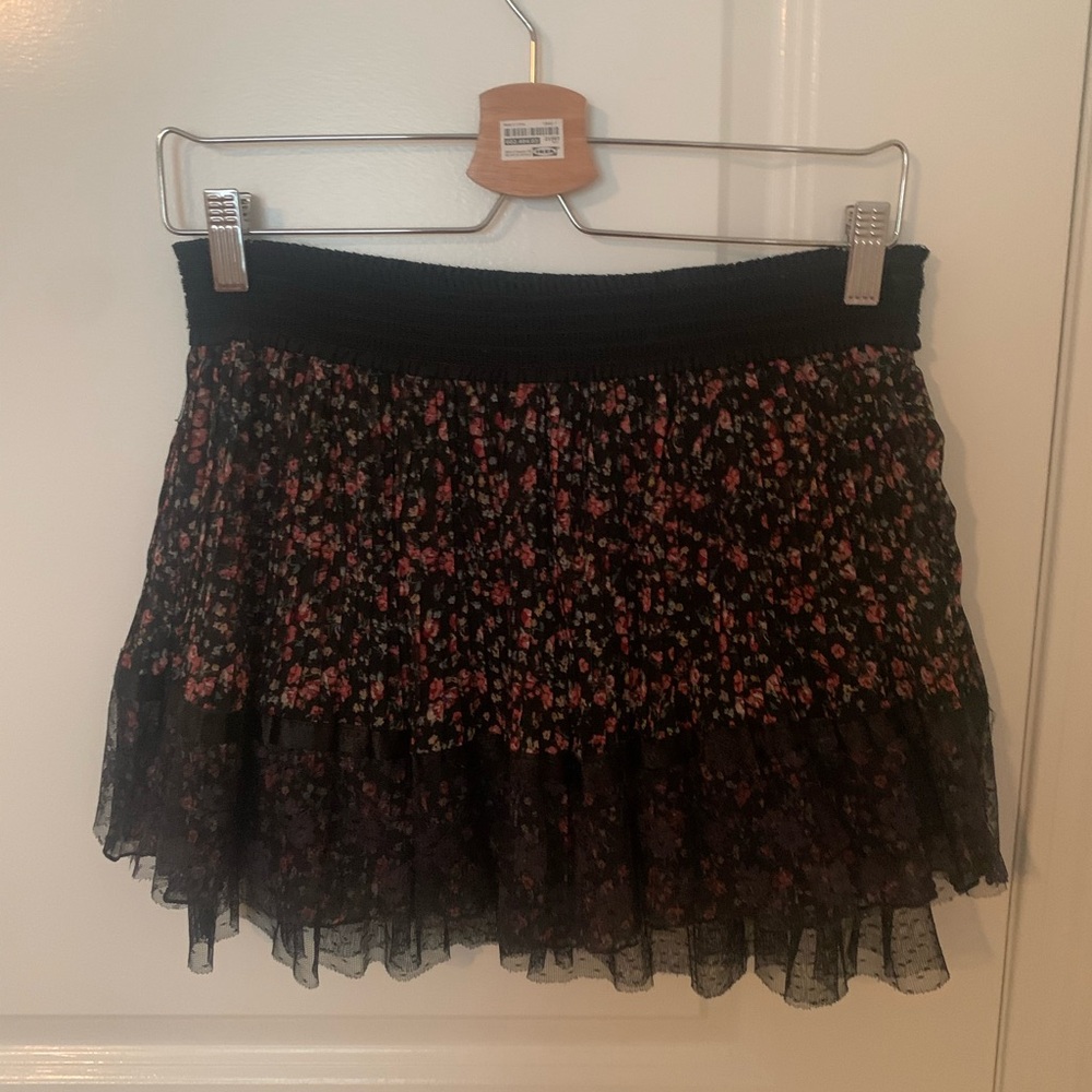 Floral Black Skirt